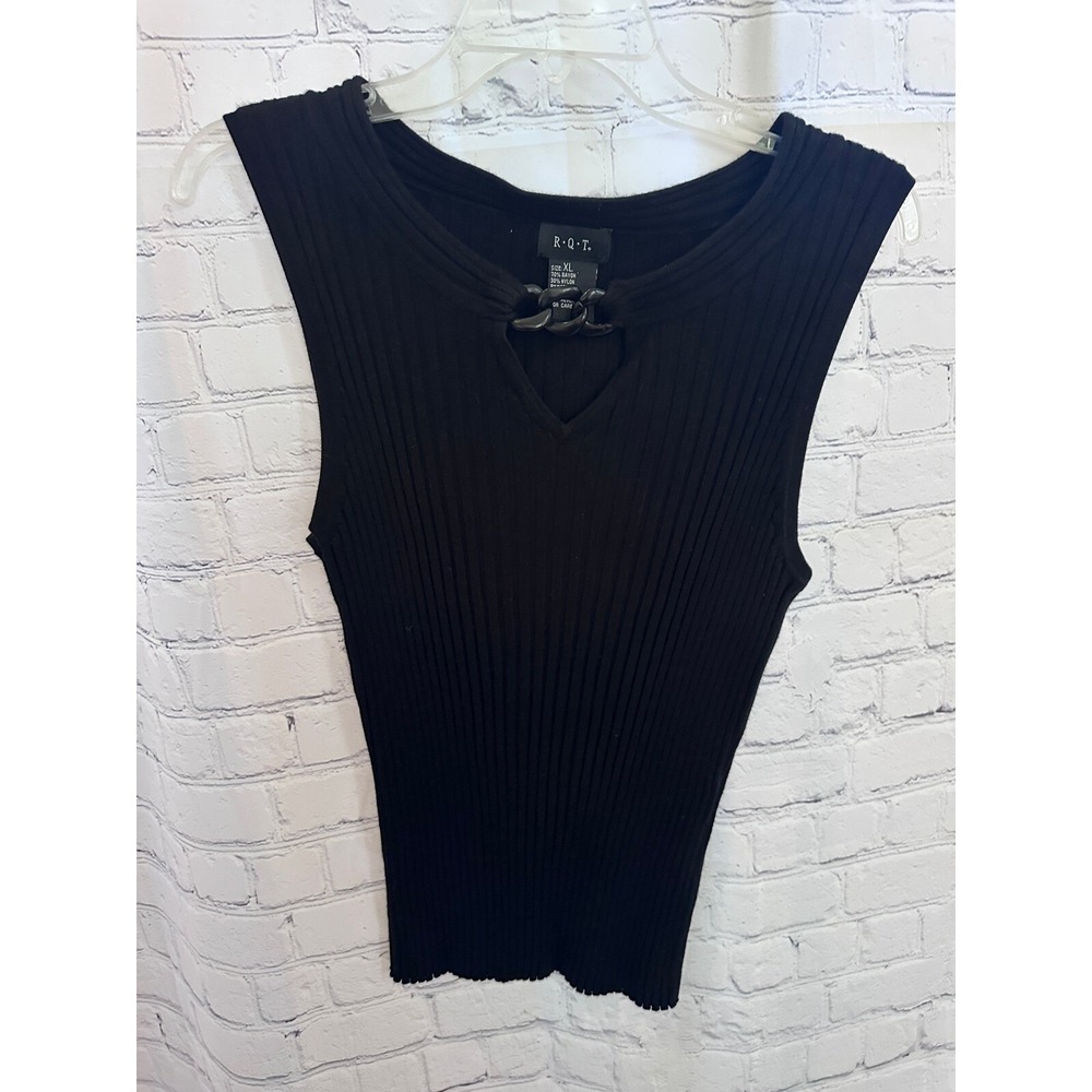 R.Q.T. Ribbed Tank Top Sleeveless Chain Detail Casual Top XL